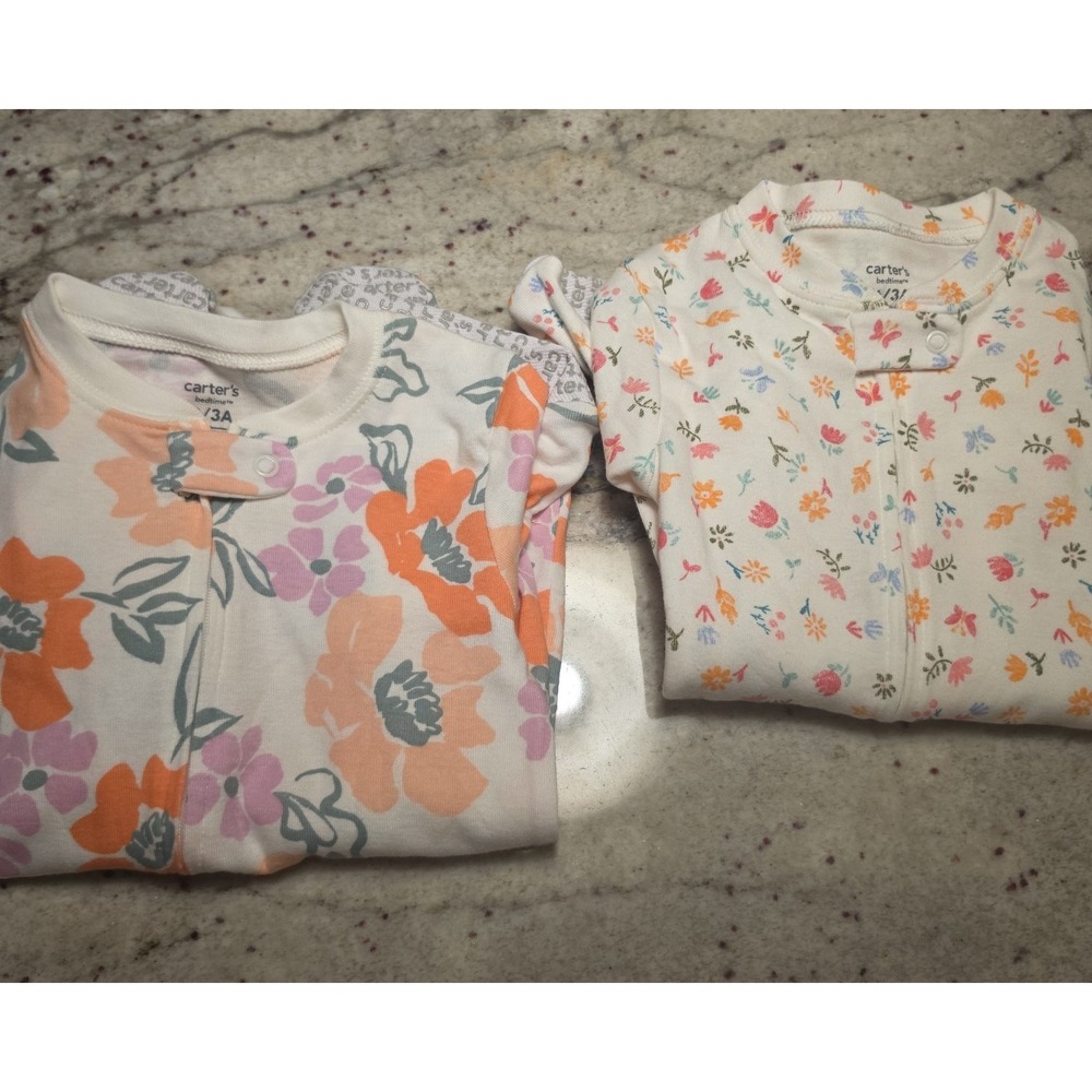 2 pack NWOT Carters‎ onsies with feet 3T